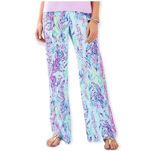 Lilly Pulitzer Bal Harbour Palazzo
Pant, Blue Oasis Tint Swim Shady, Size Large